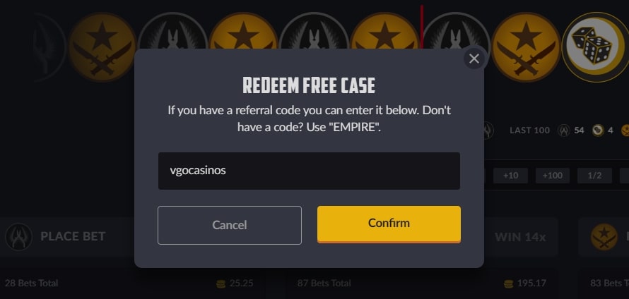 Get Free Case with CSGOEmpire Code vgocasinos | VGOCasinos