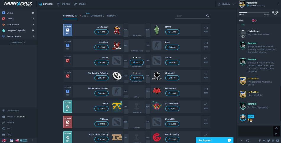Thunderpick Esports Betting - use code vgocasinos for extra money on first deposit  | VGOCasinos