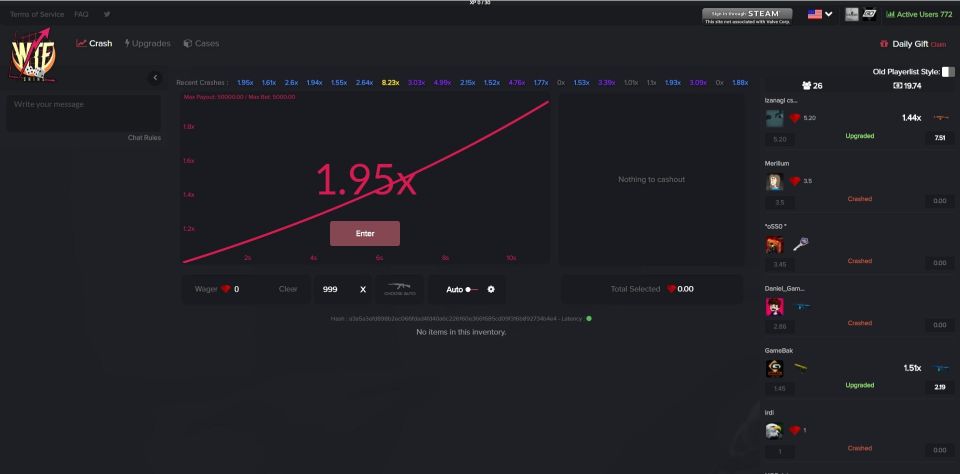 Play Crash with VGO Skins on WTFSkins and get free coins with code:vgocasinos! | VGO Casinos